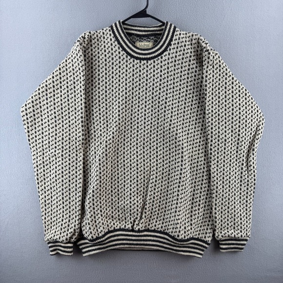 L.L. Bean Other - Vintage LL Bean Sweater Mens XLT Birdseye Wool Rayon Crewneck Fisherman Norway